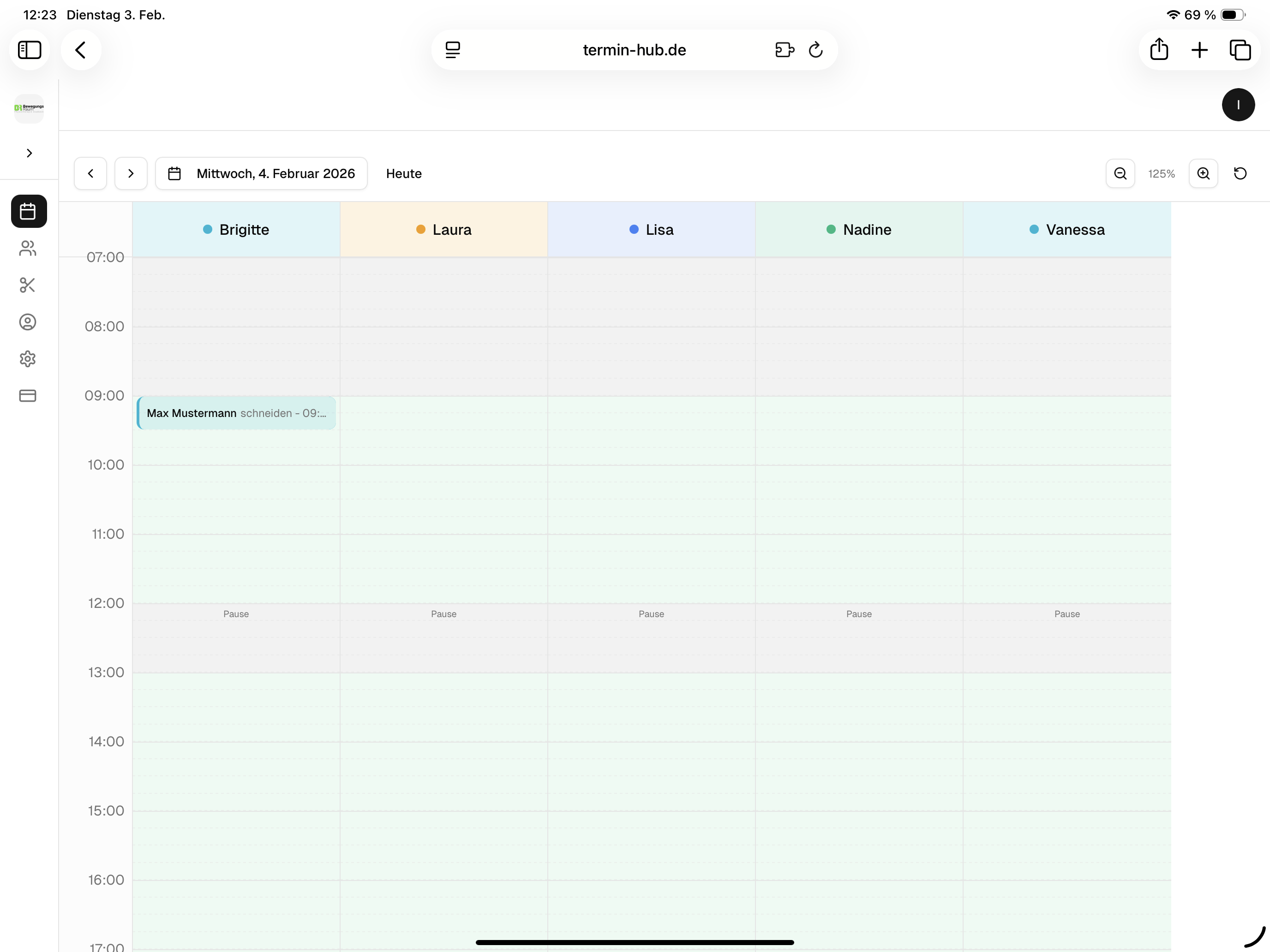 Terminhub: Screenshot